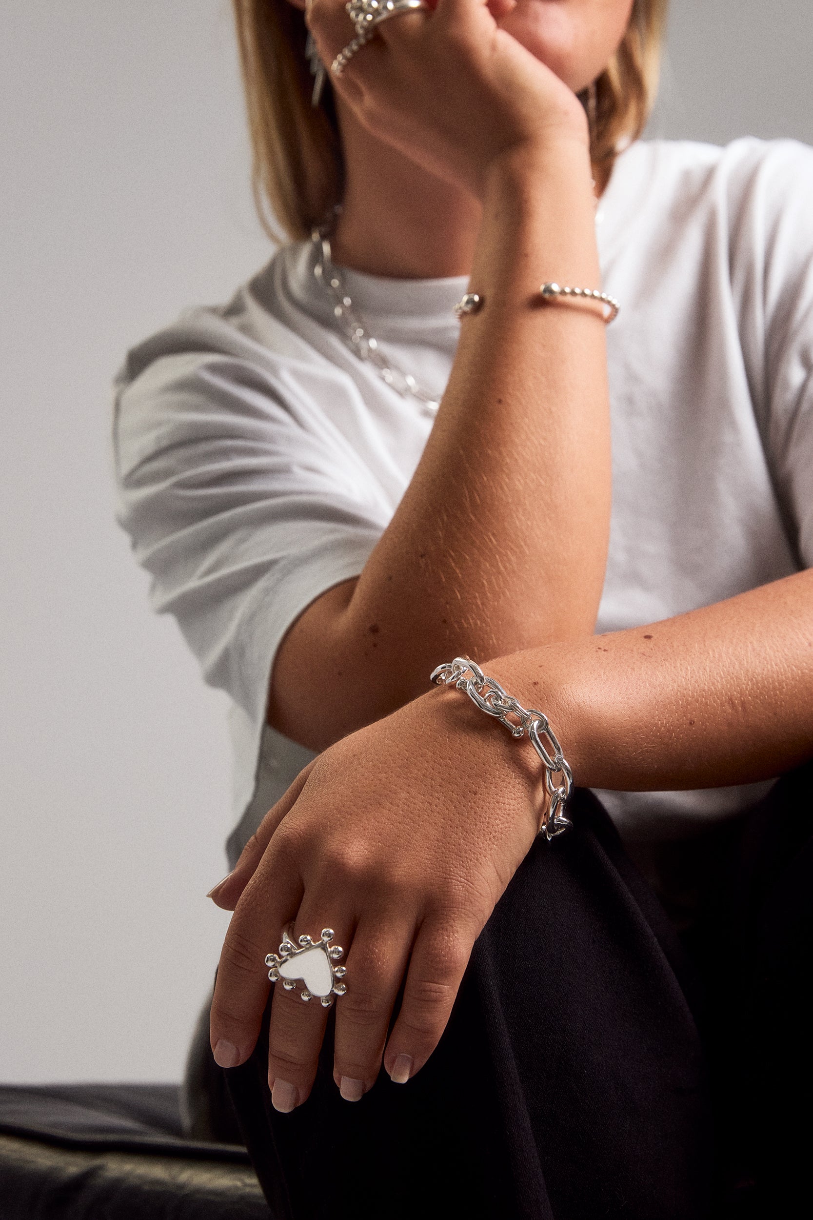 In love + chunky chain + chunky bubble armband